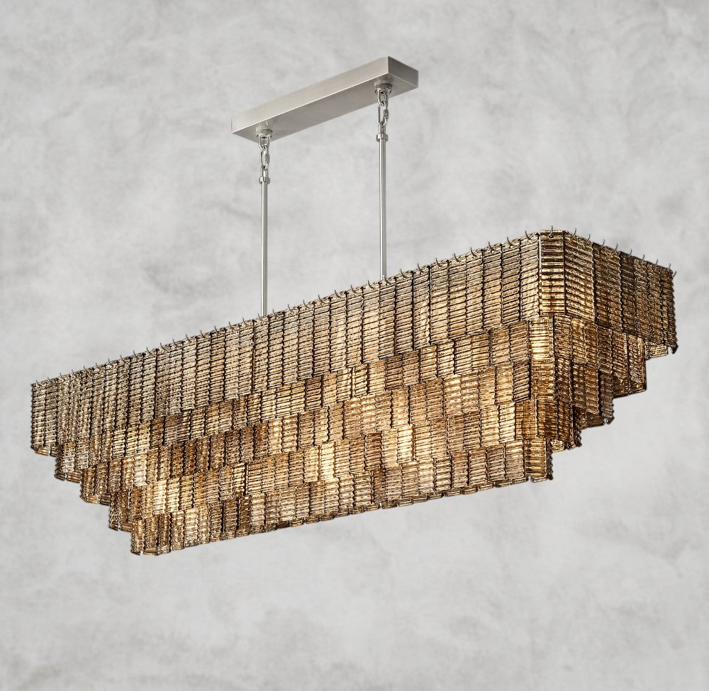 Sirene Smoke Glass Rectangular Chandelier 59", 77"